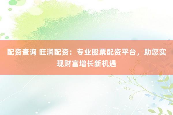 配资查询 旺润配资：专业股票配资平台，助您实现财富增长新机遇