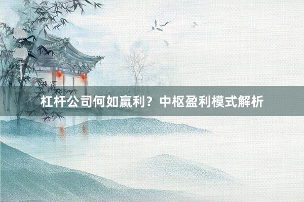 杠杆公司何如赢利？中枢盈利模式解析