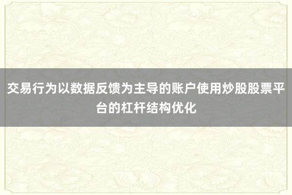 交易行为以数据反馈为主导的账户使用炒股股票平台的杠杆结构优化