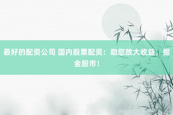 最好的配资公司 国内股票配资：助您放大收益，掘金股市！