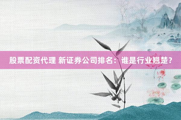 股票配资代理 新证券公司排名：谁是行业翘楚？